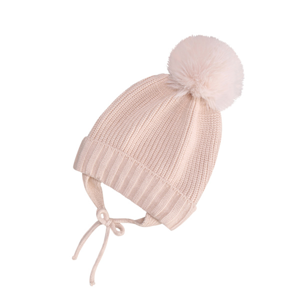 Børne strikket hue med justerbare fletørevarmere og varm fleece babyhue (Khaki)