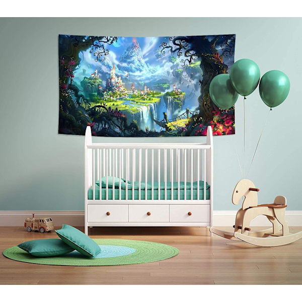 Metsälinna-gobelíini, 180X230CM fantasia psykedeelinen gobelíini, f
