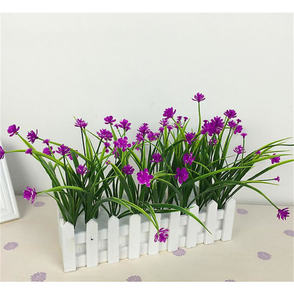 5 buketter kunstige kunstige blomster utendørs hage veranda vindusbrett dekor kjøkken kontorbord vase (lilla)（5PCS）