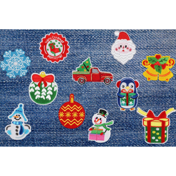 26 stk. julejern og sy broderede patches til håndværk, clot