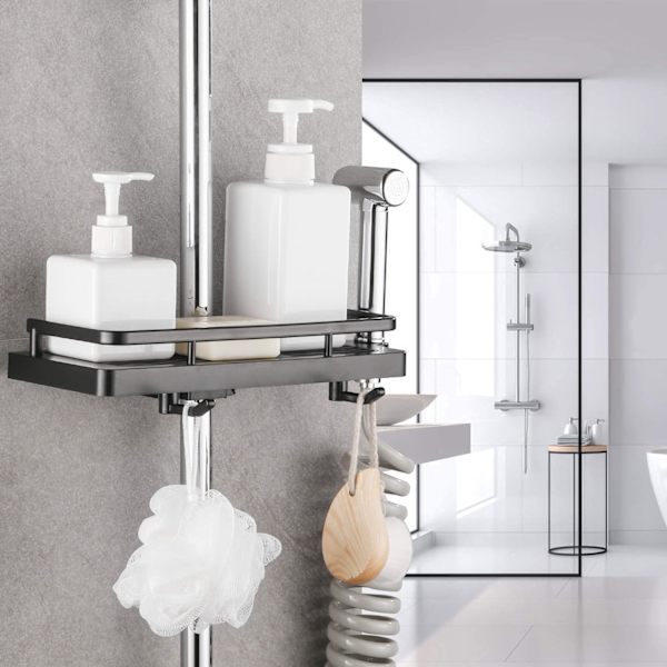 Sort 30 * 18mm brusehylde, badeværelsesopbevaring, brusebad uden dryp