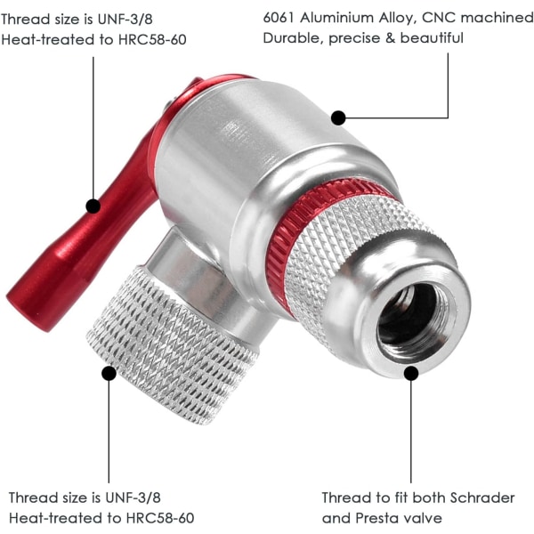 Sykkel CO2-pumpe, for Presta og Schrader ventiler - Mini dekkpumpe
