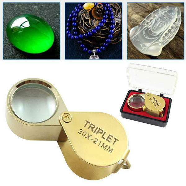 Forstørrelsesglas 30x forstørrelsesglas med etui, guld