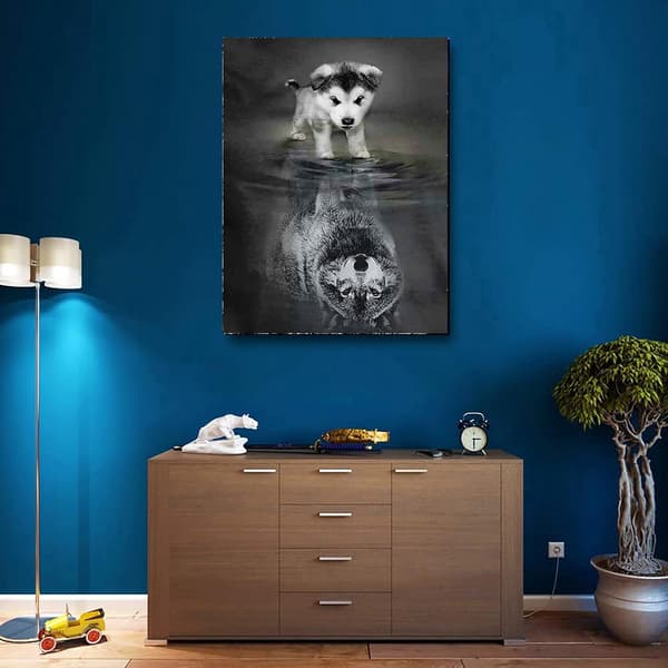Reflekterende ulv og hund 5D diamantmaleri fuld digital borekit