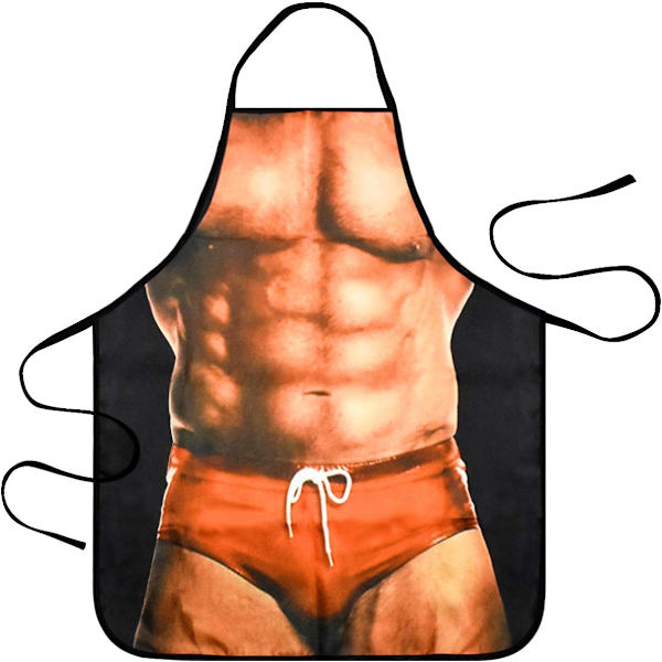 Sexig rolig nyhet matlagningsförkläde grillfestförkläde med muskulös man