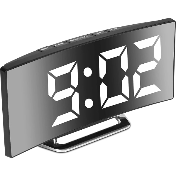 Digital väckarklocka för sovrum 7'' Spegelskärm LED 2 Ljusstyrka