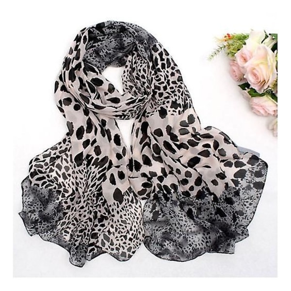 Damer Kvinder Mode Dyre Leopard Print Wraps Tørklæde Chiffon Sjal Stor Stole（Leopard4）