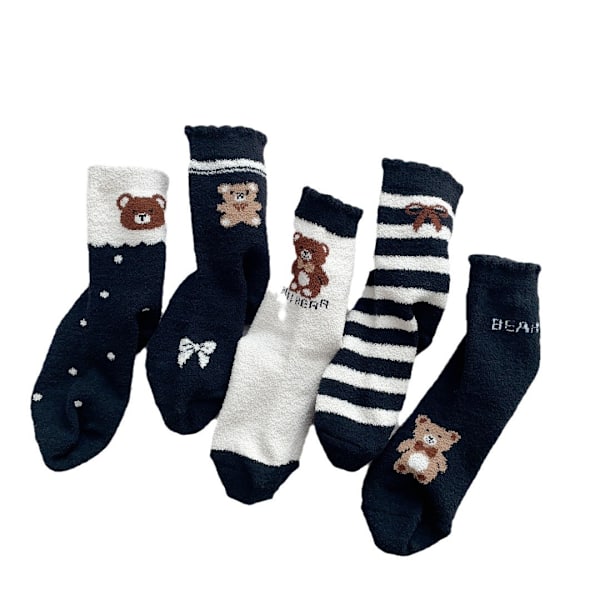 10 par barnsockor, korallfleece spets, knästrumpor