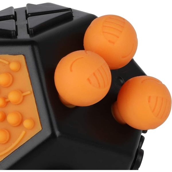Stress relief Fidget Cube Toy 12 sidor Ångest Uppmärksamhet Lindra stress Dekompression Cube Finger Toy (svart+gul)