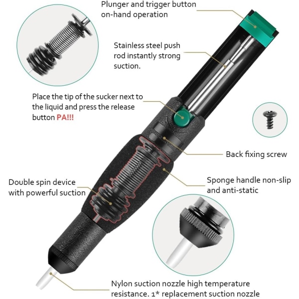 Solder Wick and Desoldering Pump, Replacement Nozzle, Solder Suck