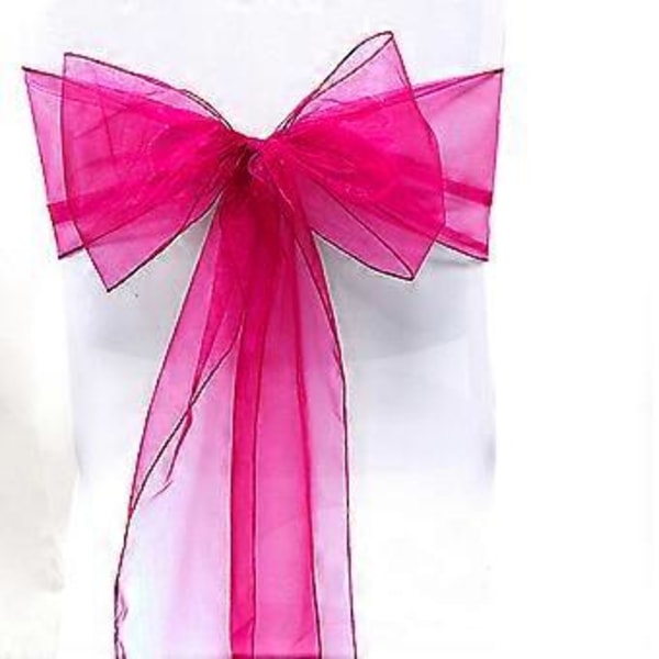 Organza Stolsöverdrag Bred Tyll Rosett Band Båge Bröllopsfest Fuchsia 10 Pcs