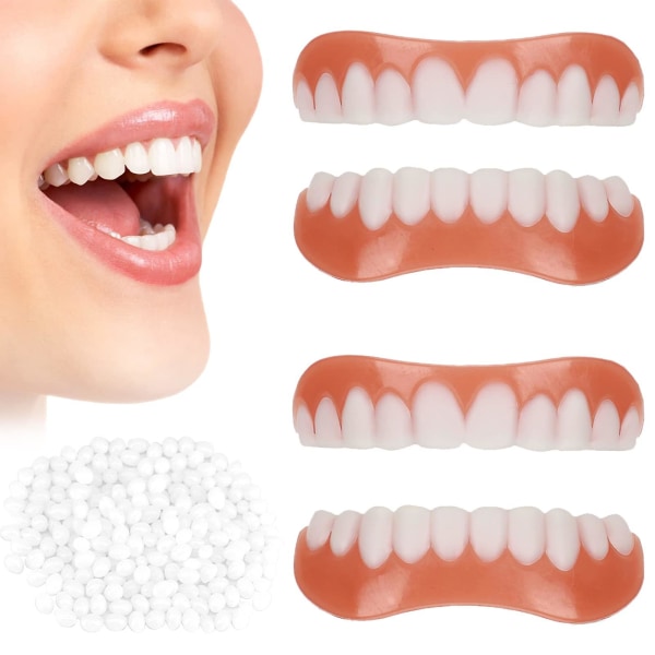 2 par konstgjorda tandfasader, faner Tänder Kosmetisk cover Falska tänder Tillfälliga proteser konstgjorda tänder