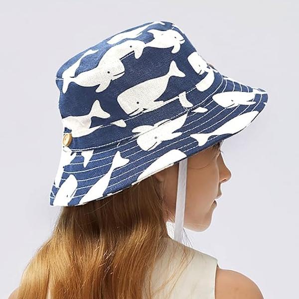 Baby Toddler Bucket Solhat Sød Print Sommer Strandhat med Justerbar Hagebånd til Børn（2-4 år）