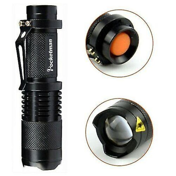 Ljusstark 8000lm Q5 LED Ficklampa Mini Zoomable Torch Drickslampa för vandring
