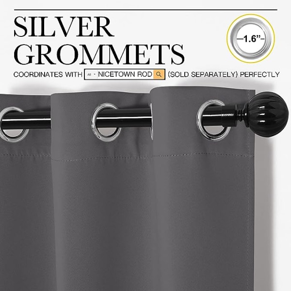 Sovrumsisolerade gardiner med öljetter, mörkläggningsgardiner (2 gardiner, 106,68 cm B x 160,02 cm L)