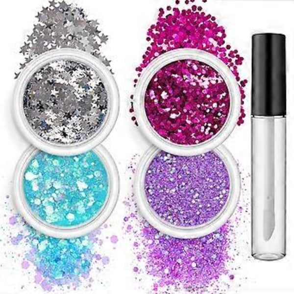 4 Ask Glitter Paljettset Glitterkit Smink Glitter Ansiktsglitter Kroppsglitter Paljett Nagelglitter Paljetter för Naglar Ansikte Set of 2