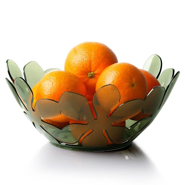 Grøn frugtskål - 10'' x 4,5'' - plast frugtskål, kronbladformet frugtkurv, rustfri, udhulet, dekorative frugtskåle (grøn)