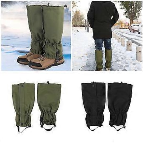 Unisex vedenkestävät säärystimet ulkoiluun, vaellukseen, lumikenkiin, talvimetsästykseen, retkeilyyn, kenkien säärystimet jalkahihnalla, armeijanvihreä Army Green