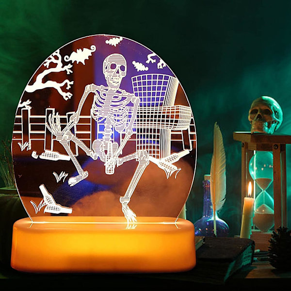 Halloween-pöytälamppu - 3D-luuranko LED-valot Pöytälamppu, Ta