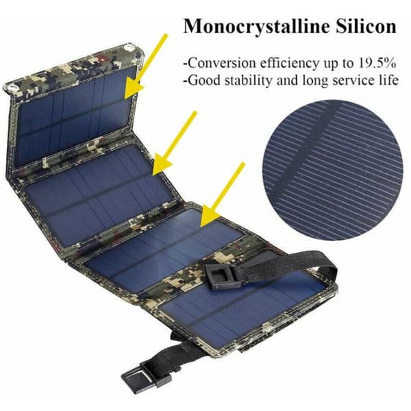 USB Solcellelader 20W Bærbar Solcellepanel Telefonlader for iPho