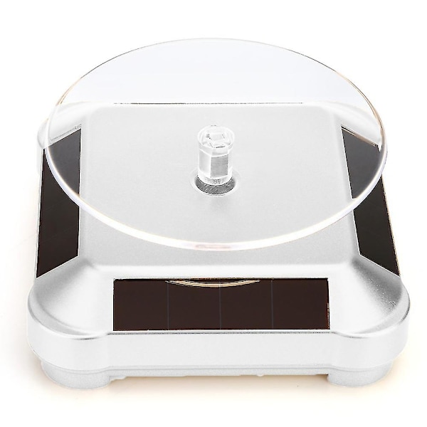 Solcellsdisplayställ Snurrbord, Batteridubbel Använd Roterande Display（Silver）