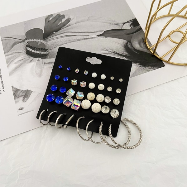 16 par Rhinestone Crystal Pearl Øreringe Kvinder Ørestik Wo