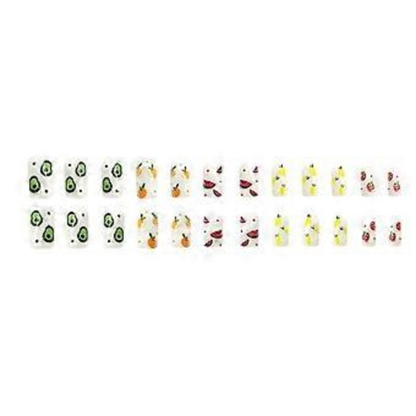 Litet Blomma Jordgubbe Färsk Apelsin Frukt Nagelkonst Set 24 Flye252617