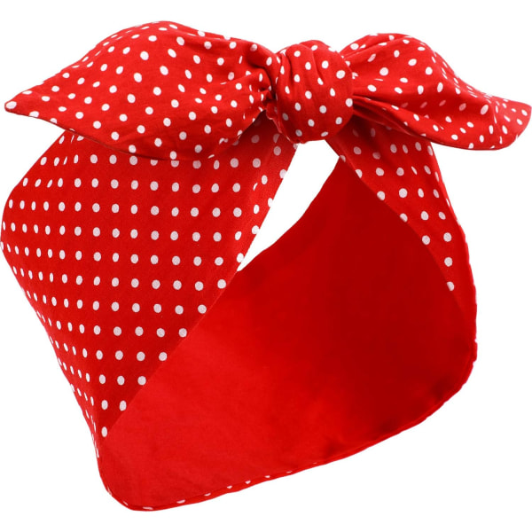 Vit prickig bandana pannband retro garn pannband hår accesso