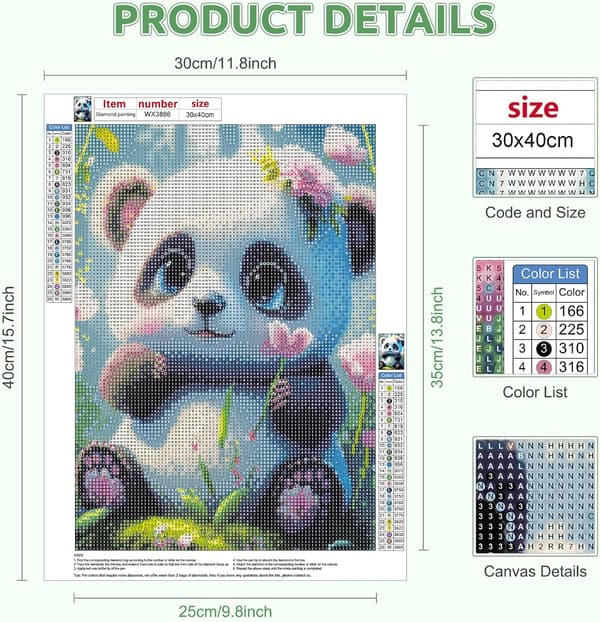 Søt Panda, 5D Diamantmaleri Voksen Dyr, Diamantmaleri Sett
