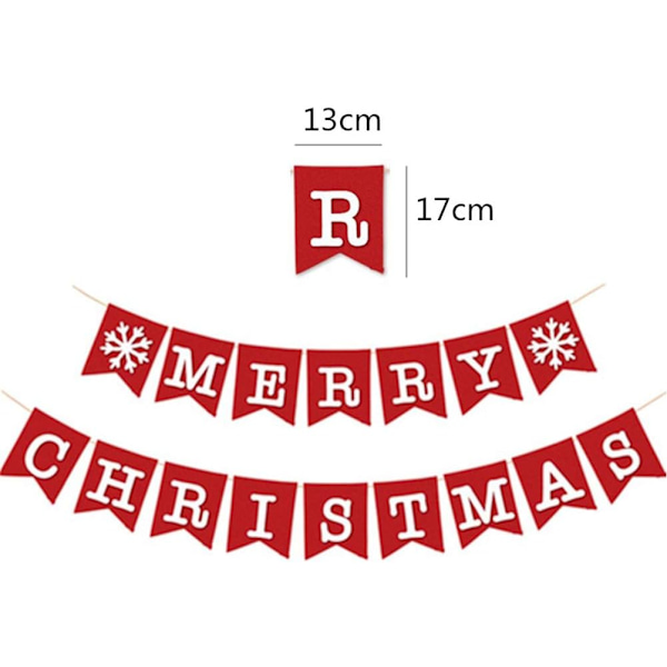 Julevimpel Vimpelguirlande Stof Banner med Glædelig Jul