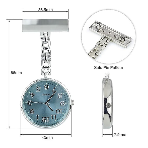 Sjuksköterska Lapel Pin Watch Hängande medicinsk doktorsficka Watch Watch Multifunktions metall elektronisk digital display