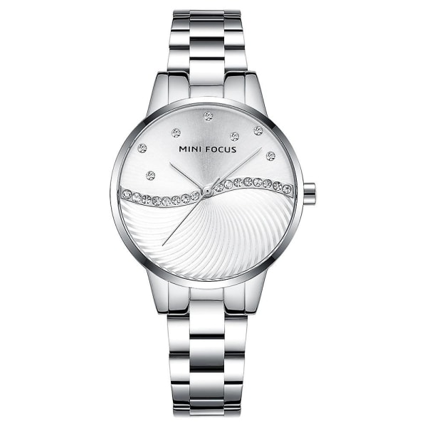 Mini Focus 0263l stålbelte diamant vanntett armbåndsur for kvinner (Rose)