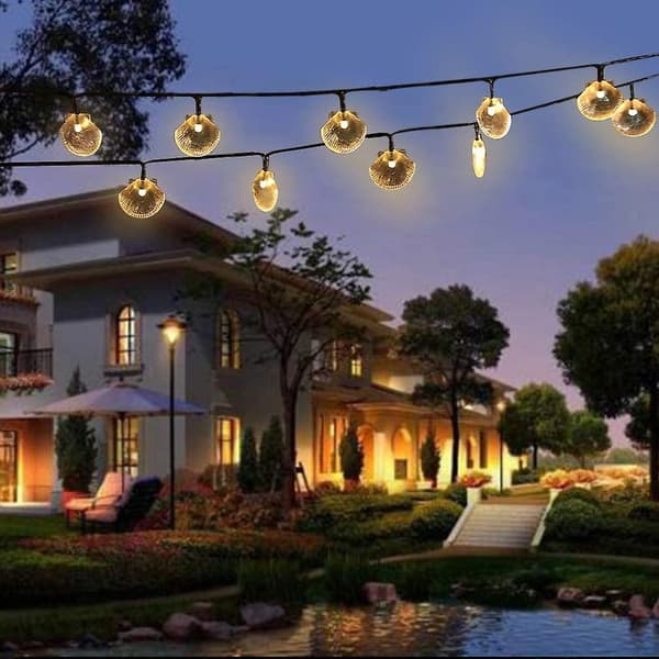 Shell Solar String Lights, 6m, 30 lys, Bryllup Jul Bursdag Ferie Rom Gård Dekorative Led Lys