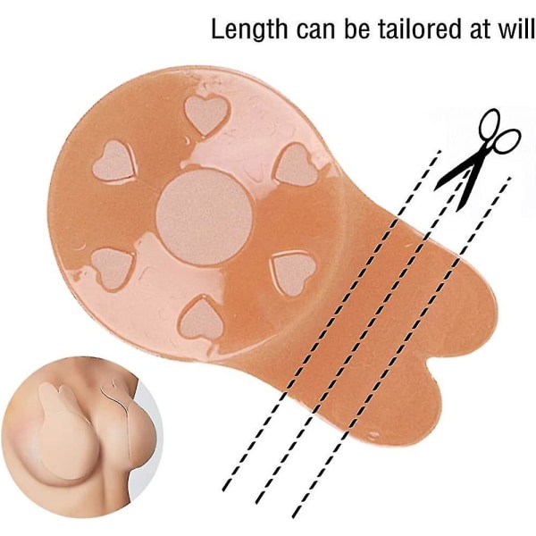 2 par självhäftande osynliga behåar, rygglösa axelbandslösa återanvändbara push-up lyftande bröstvårtsskydd för kvinnor（XL）