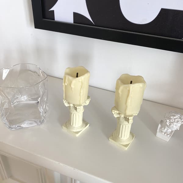 2 rivende stearinlys elektronisk lysestake mini nattlys bord