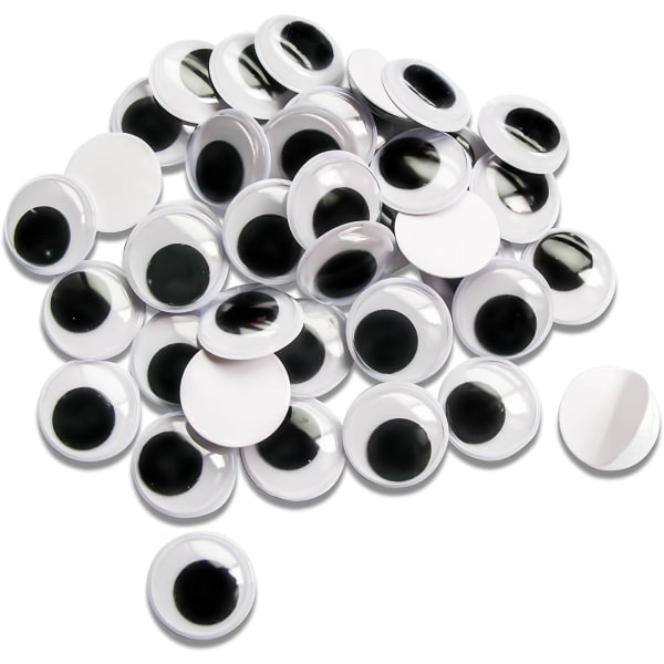 300 stk 15mm Wiggle Googly Øyne med Selvklebende Rund Svart Whi