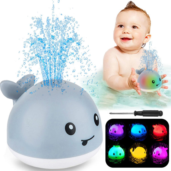 Baby badleksaker, val automatisk spray vatten badleksak med LED-ljus, induktions sprinkler badkar duschleksak