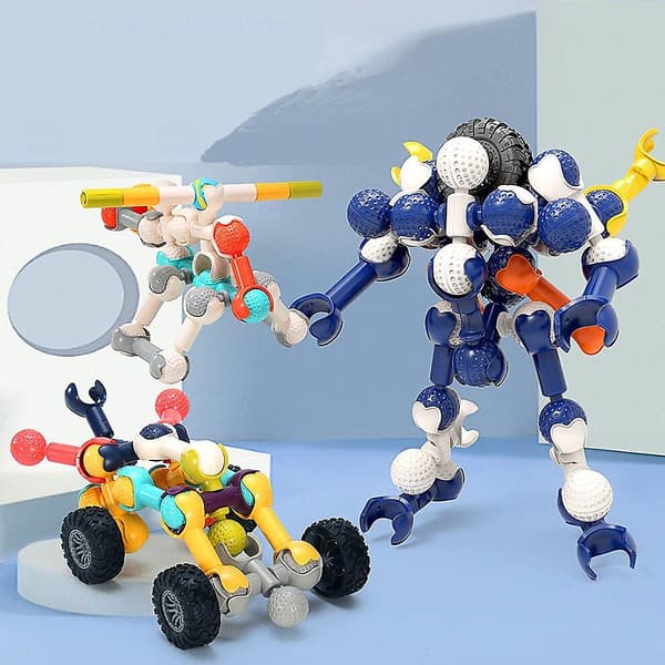 Interlocking Building Blocks Large Particle Building Blocks Skeleton Stick Children's DIY Assembly Model Spelling Toy