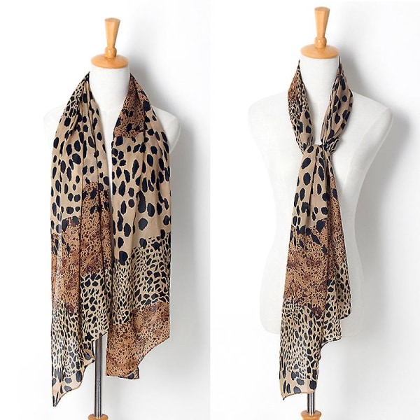 Dammode Dammode Djur Print Wraps Scarf Chiffong Sjal Stor Stole（Leopard3）