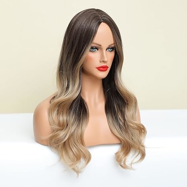 Black Honey Golden Wig, Long Wavy Curly Wig Women, Half Natural S