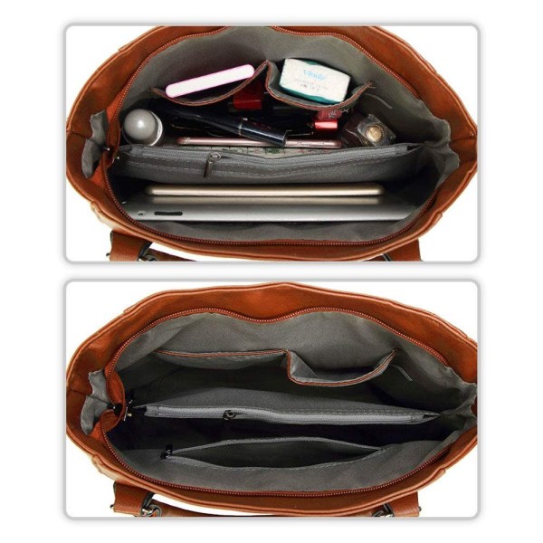 Handväska för dam skolväska läderhandtag väska vintage axelväska