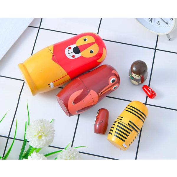Söta rävdockor Nesting Dolls Matryoshka docka Handgjorda trädockor för barn Jul födelsedagspresent, set med 6