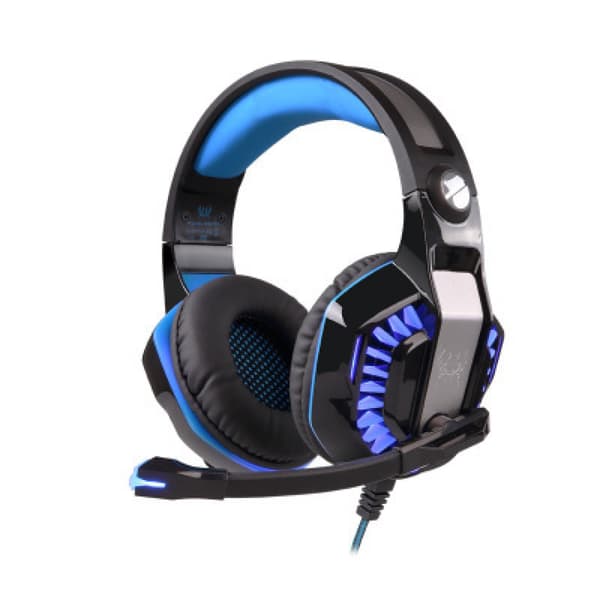 Gaming headset Blå LED-belysning Variabel huvudband