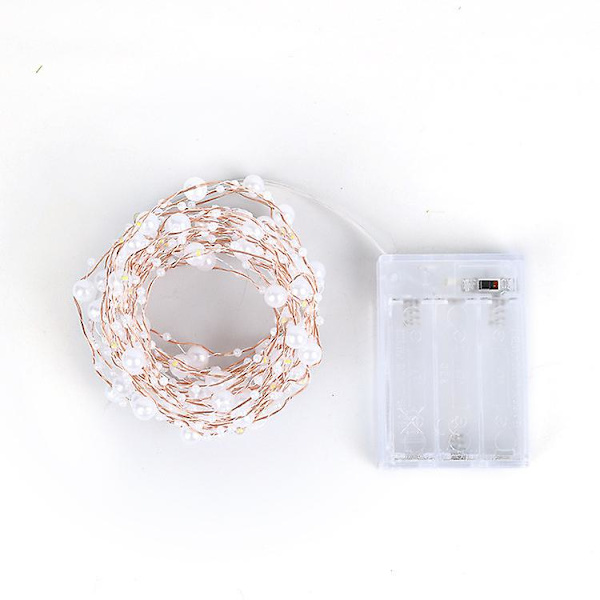 Ocean Pearl Beads String Lights, 2m 20 Led Lights Batteridriven för bröllop, födelsedagsfester Diy Hem Mantel（5M）