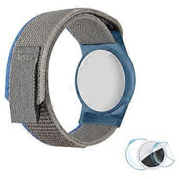 Nylonpunottu ranneke TPU-kotelolla ja näytönsuojalla Apple AirTag Tracker -rannekkeelle Loop Fastener/Grey