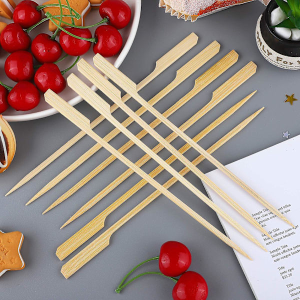 100 st träspett naturliga träcocktailpinnar för grillspett bufféfest 12 cm