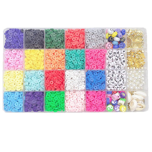 24 rutnät mjuk lera mjuka keramiska pärlor Diy set låda handgjord Diy pärlset