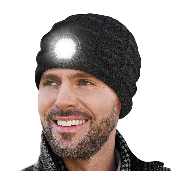 Led Beanie Hat Varm Ljus Pannlampa Hatt Med Lätt USB Uppladdningsbar