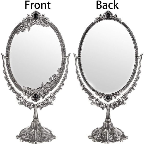 Sminkspegel Vintage dekorativ spegel Oval och dubbelsidig Mir