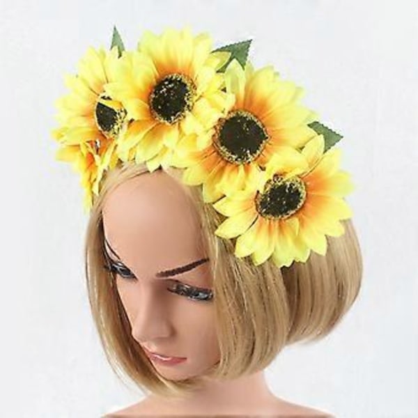 Elegant blomsterformet hårbøjle boheme stil pandebånd til piger trendy modelshows forestillinger karnevalsfest smykker gul